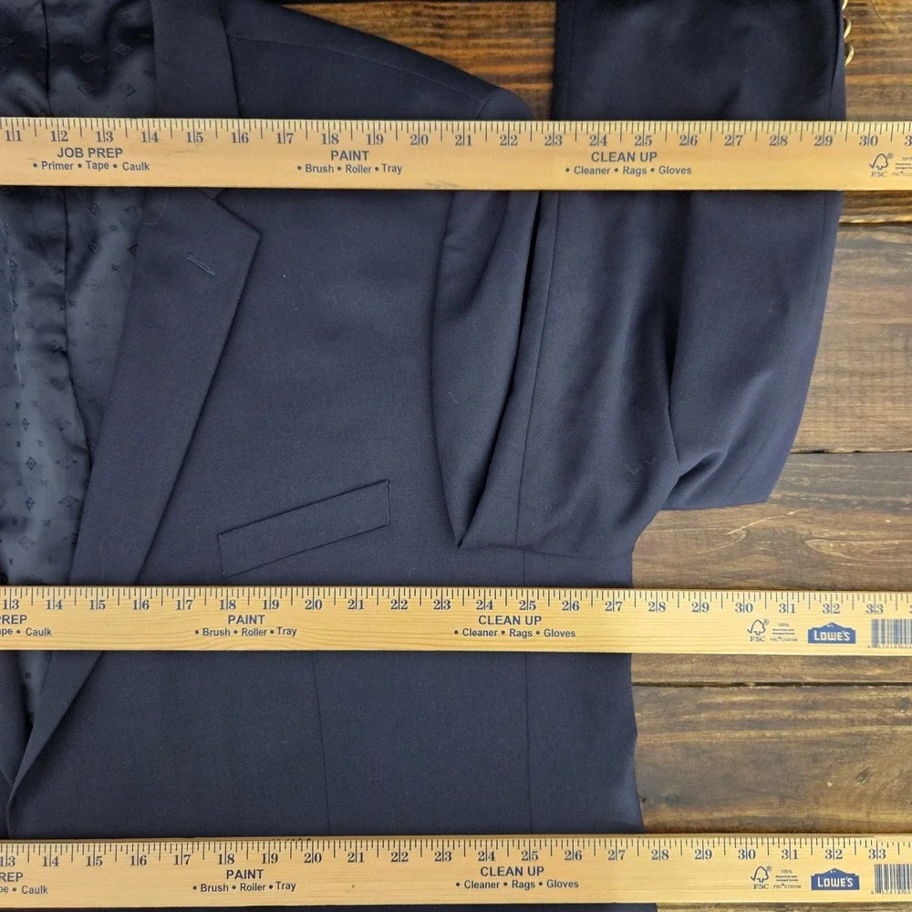 Saddlebred Men's Sport Coat Blazer Two Button Navy Blue Twill Poly Wool 54R
